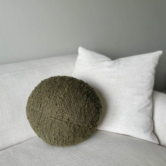Boucle Sphere Throw Pillow - Dark Green - Picture 1 of 3